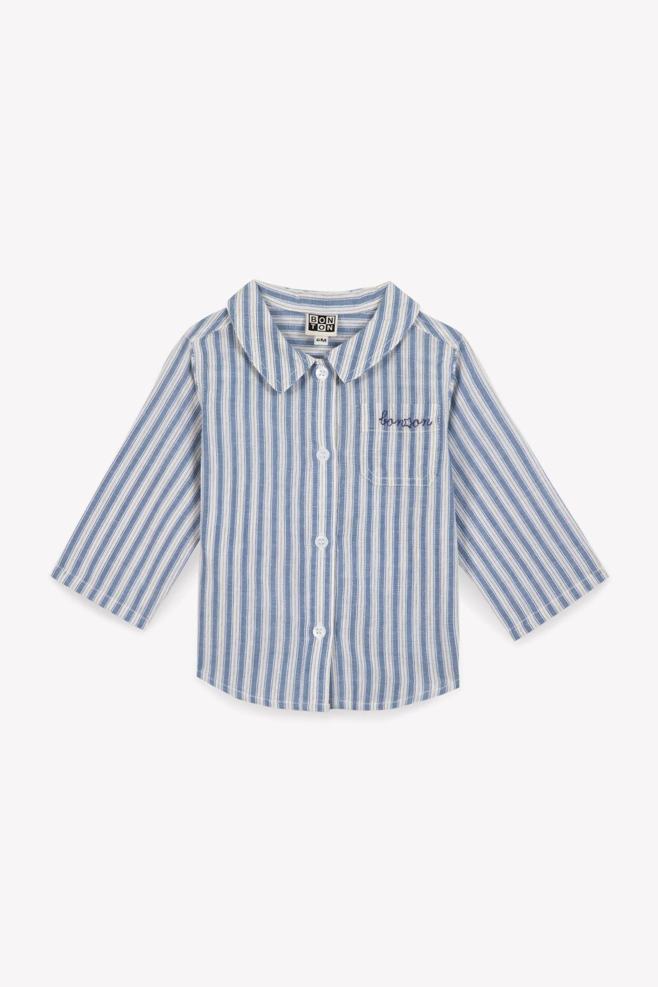Chemise - Pan ecruBébé voile de coton rayé bleu