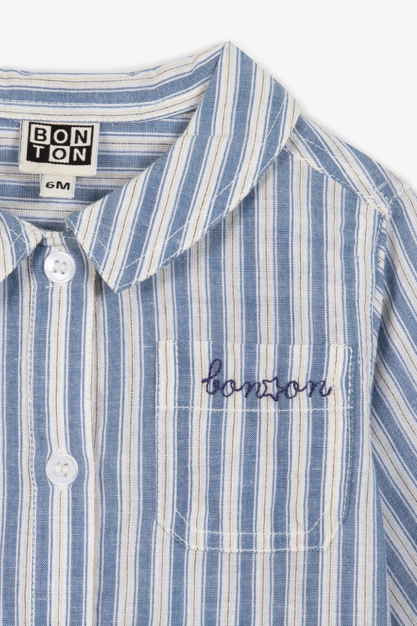 Chemise - Pan ecruBébé voile de coton rayé bleu