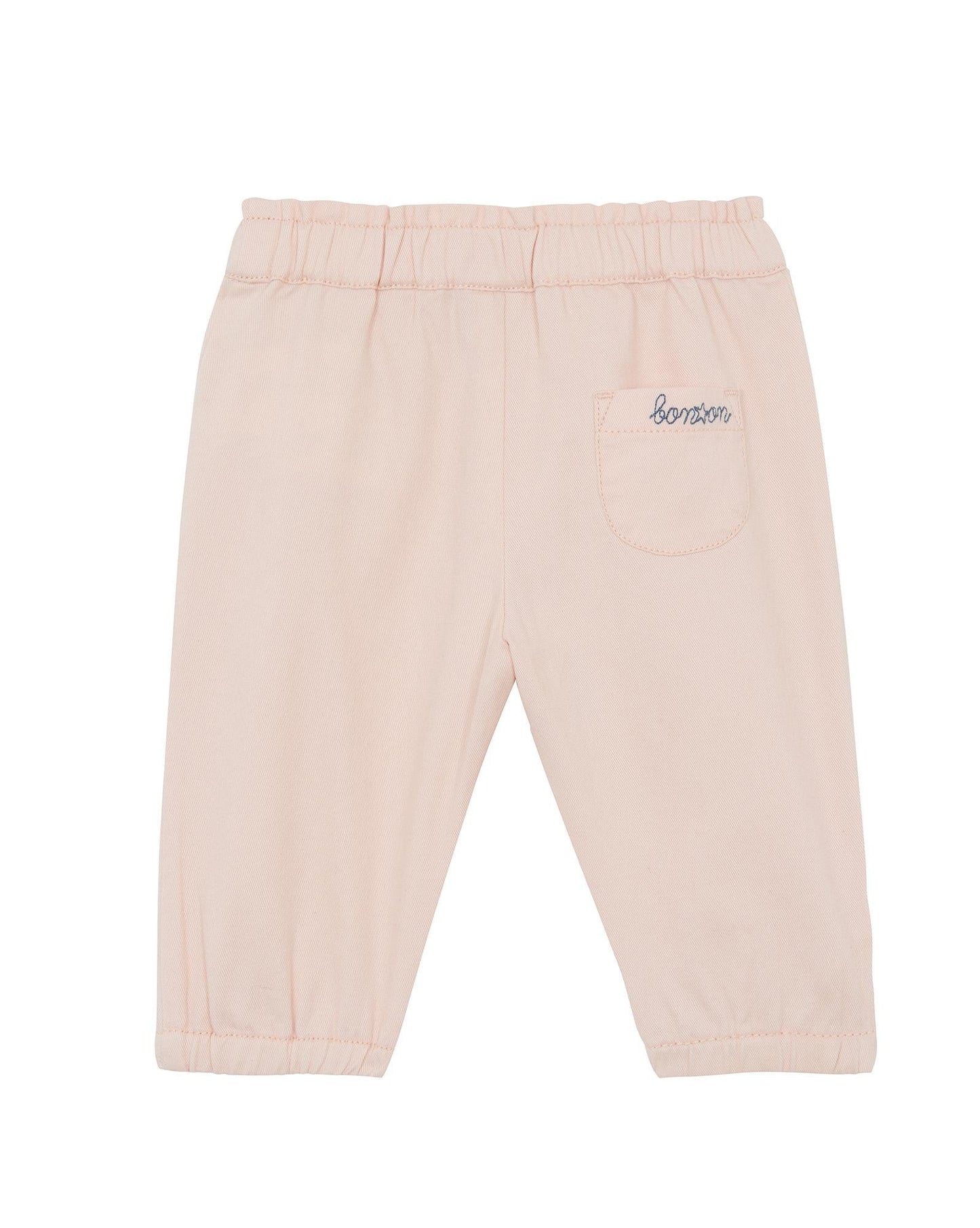 Pantalon - Biscotte rose Bébé en twill 100% coton gratté