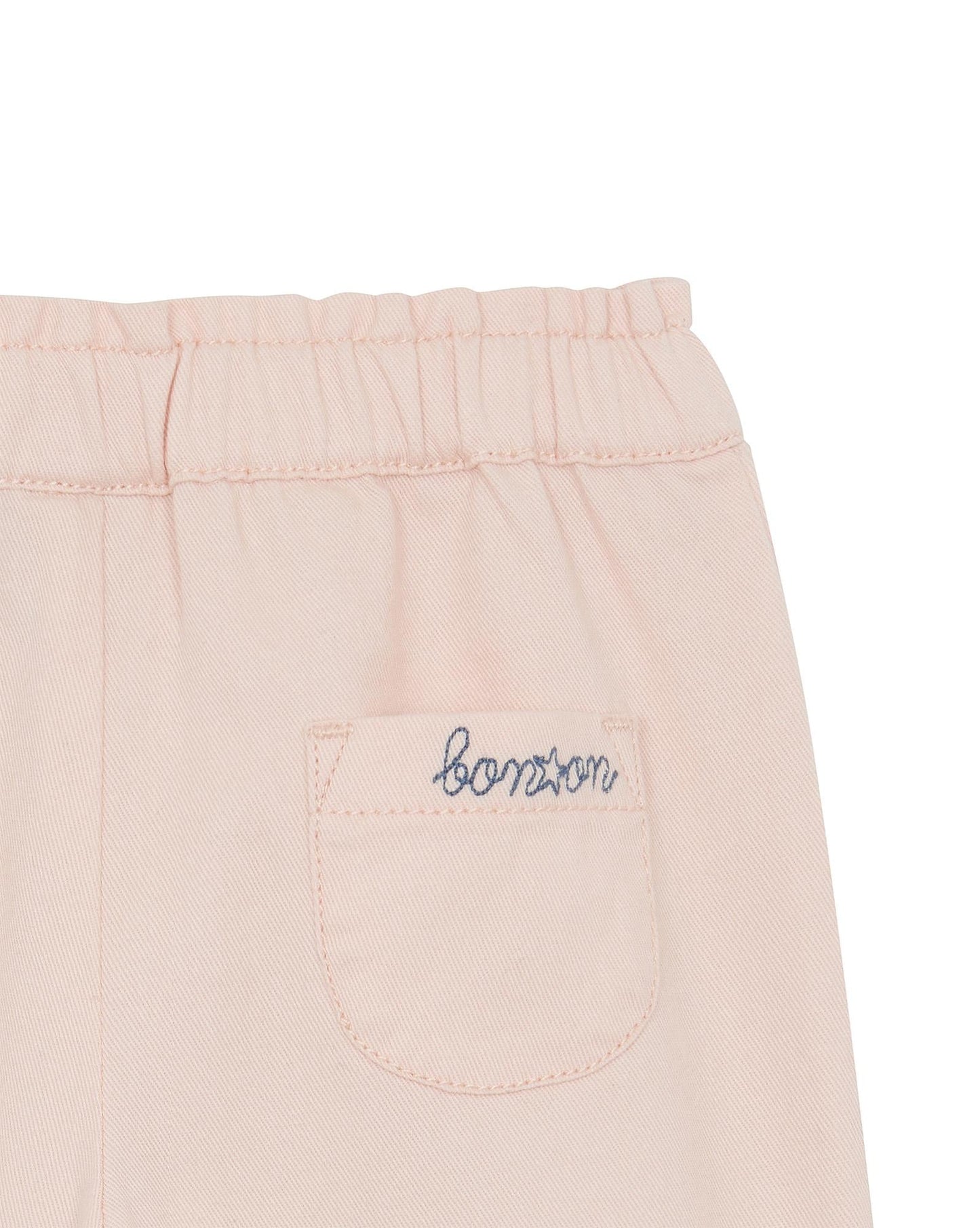 Pantalon - Biscotte rose Bébé en twill 100% coton gratté