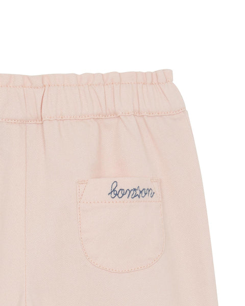 Pantalon - Biscotte rose Bébé en twill 100% coton gratté - Image principale