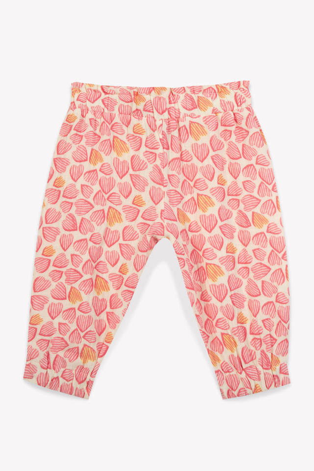 Pantalon - Biscotte rose Bébé double gaze imp coeur - Image principale