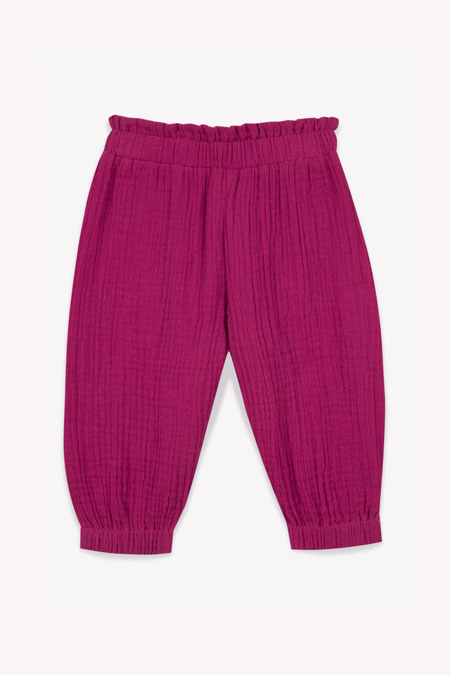 Trousers - Fuschia Biscotte Baby cotton gauze - Image principale