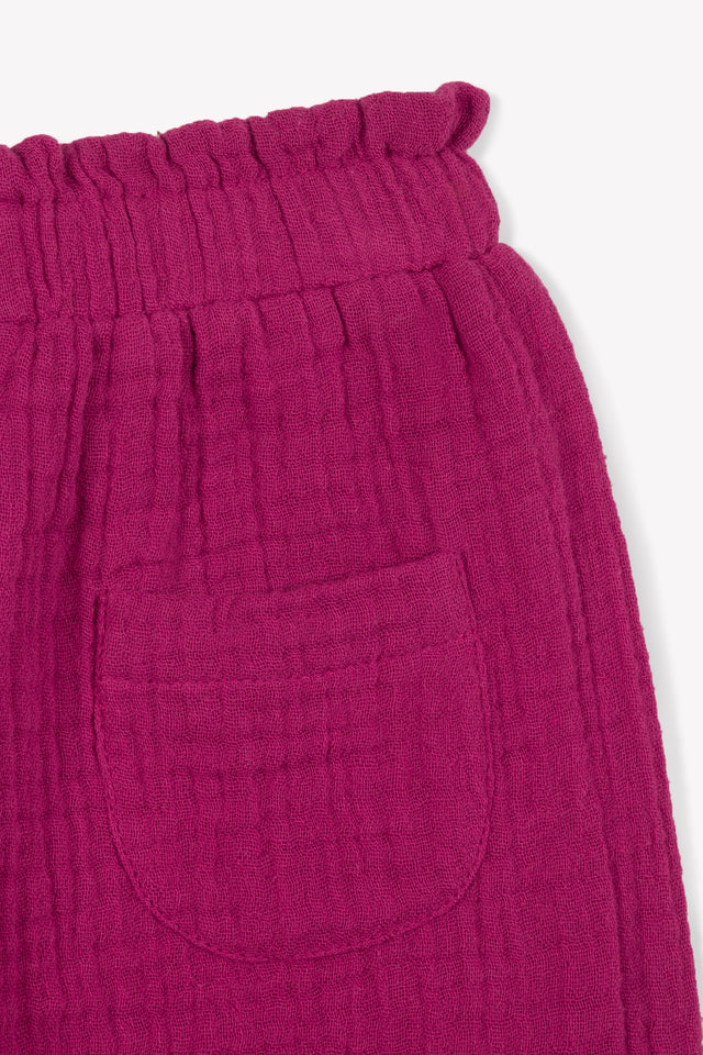 Trousers - Fuschia Biscotte Baby cotton gauze - Image alternative