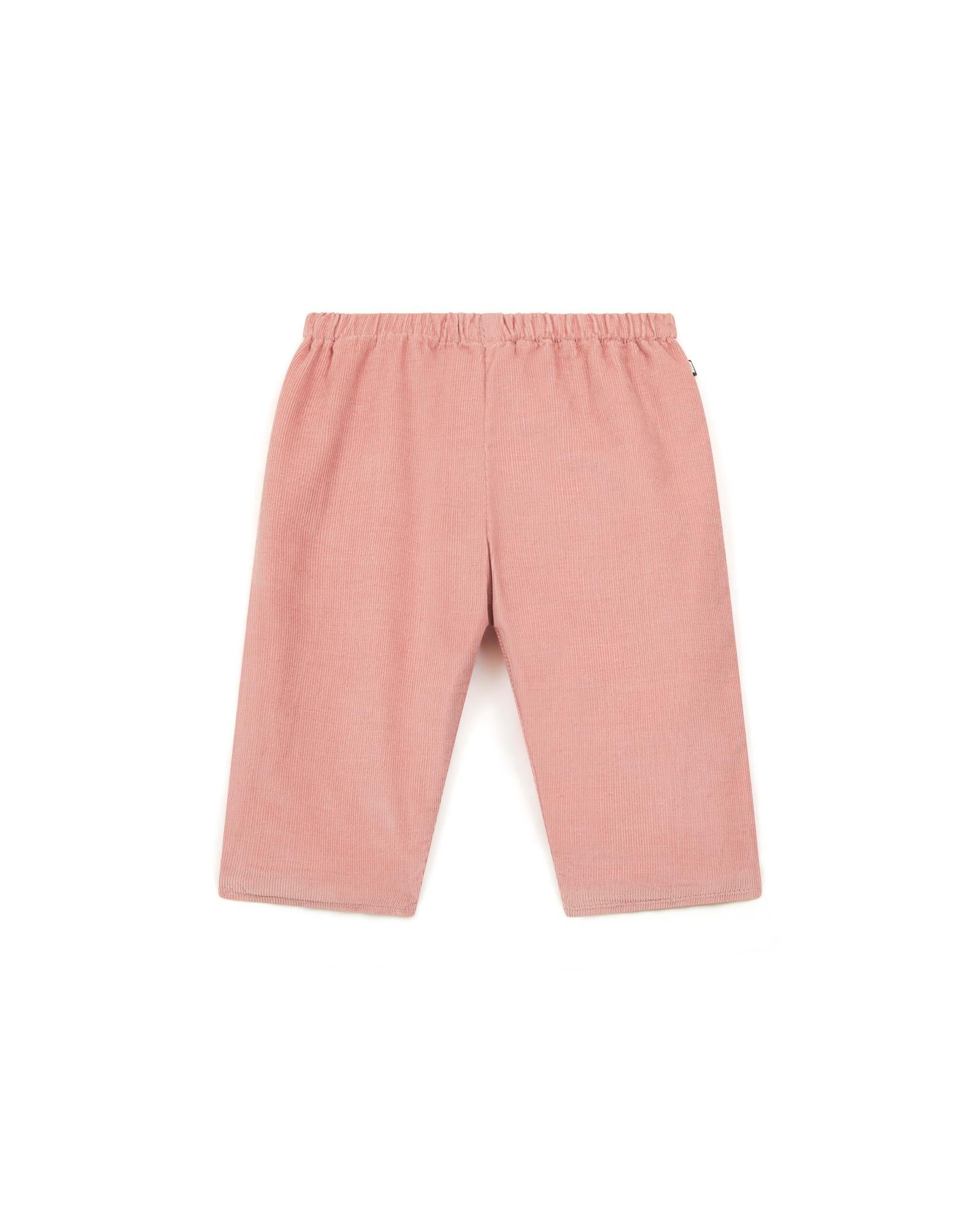Pantalon Brioche rose bébé en velours