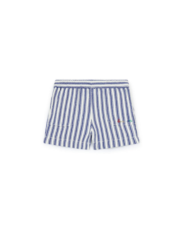 Short - Ramb bleu Bébé twill de coton rayé - Image principale