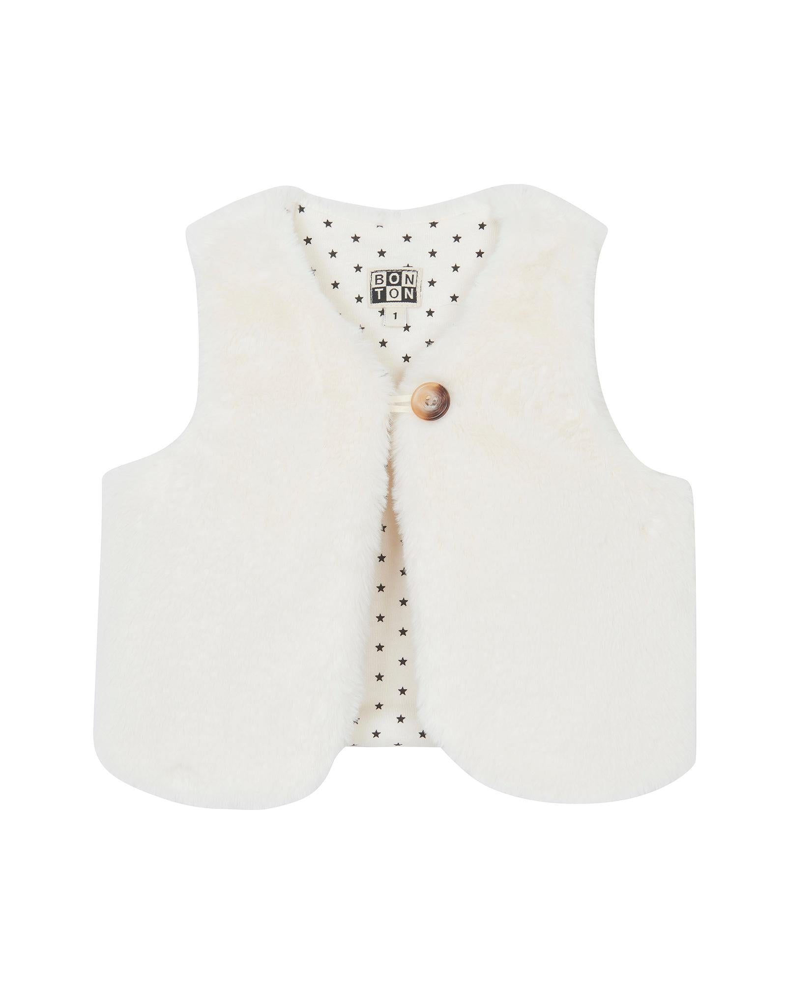 Gilet Beti beige Bébé sans manches en polaire
