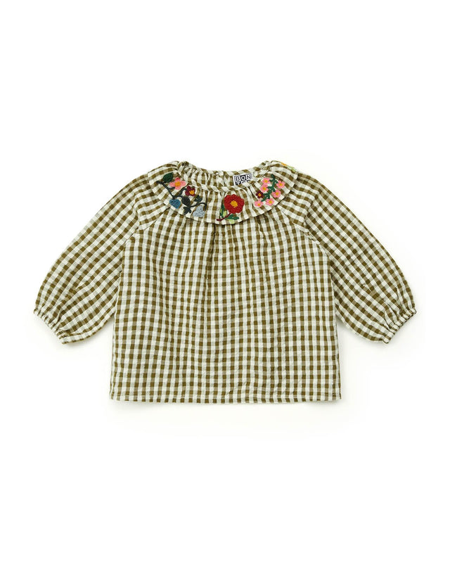 Blouse - Hugoline green Baby in lurex Print Two-tone gingham - Image principale