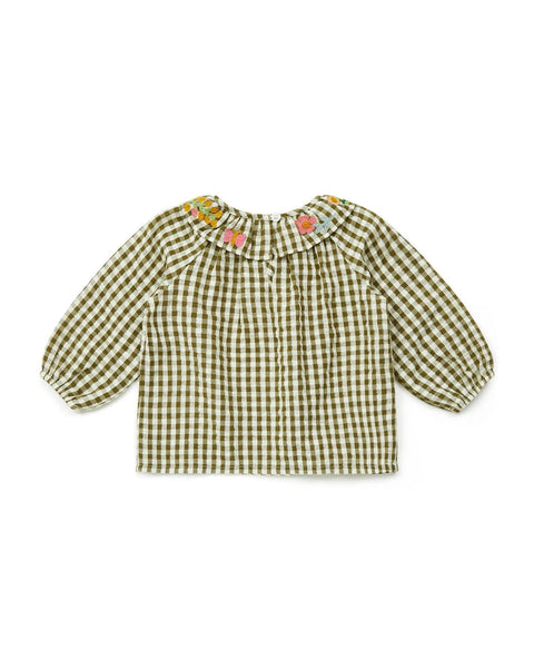 Blouse - Hugoline verte Bébé en lurex imprimé vichy - Image principale