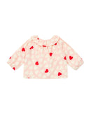 Blouse - Hugoline rose Bébé imprimé coeur en mini velours