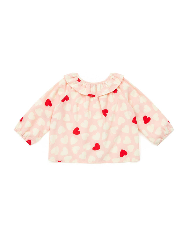 Blouse - Hugoline rose Bébé imprimé coeur en mini velours - Image principale