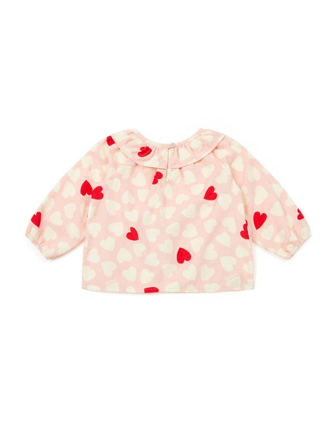 Blouse - Hugoline rose Bébé imprimé coeur en mini velours - Image principale