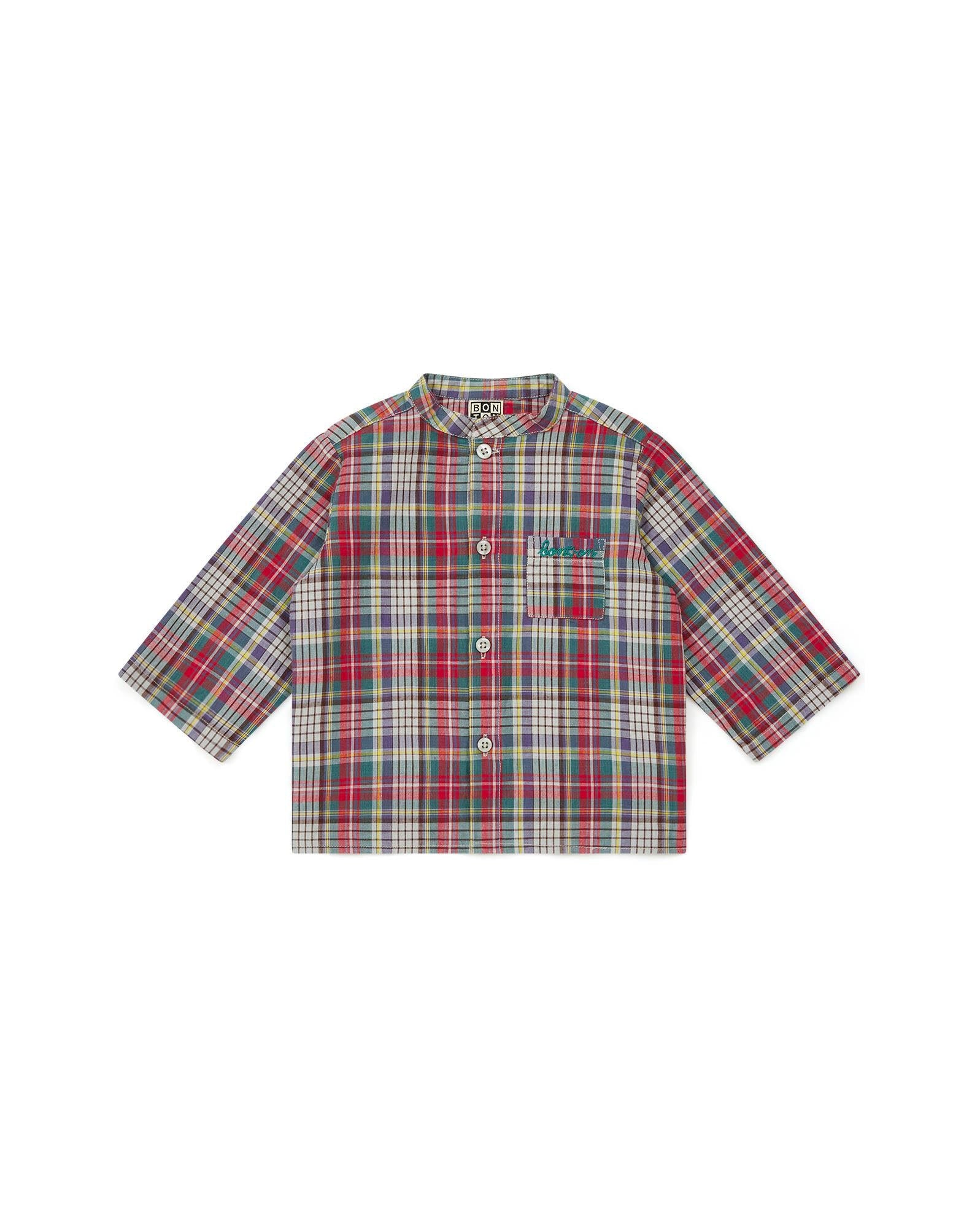 Chemise Inter verte Bébé popeline ecossais mulicolore