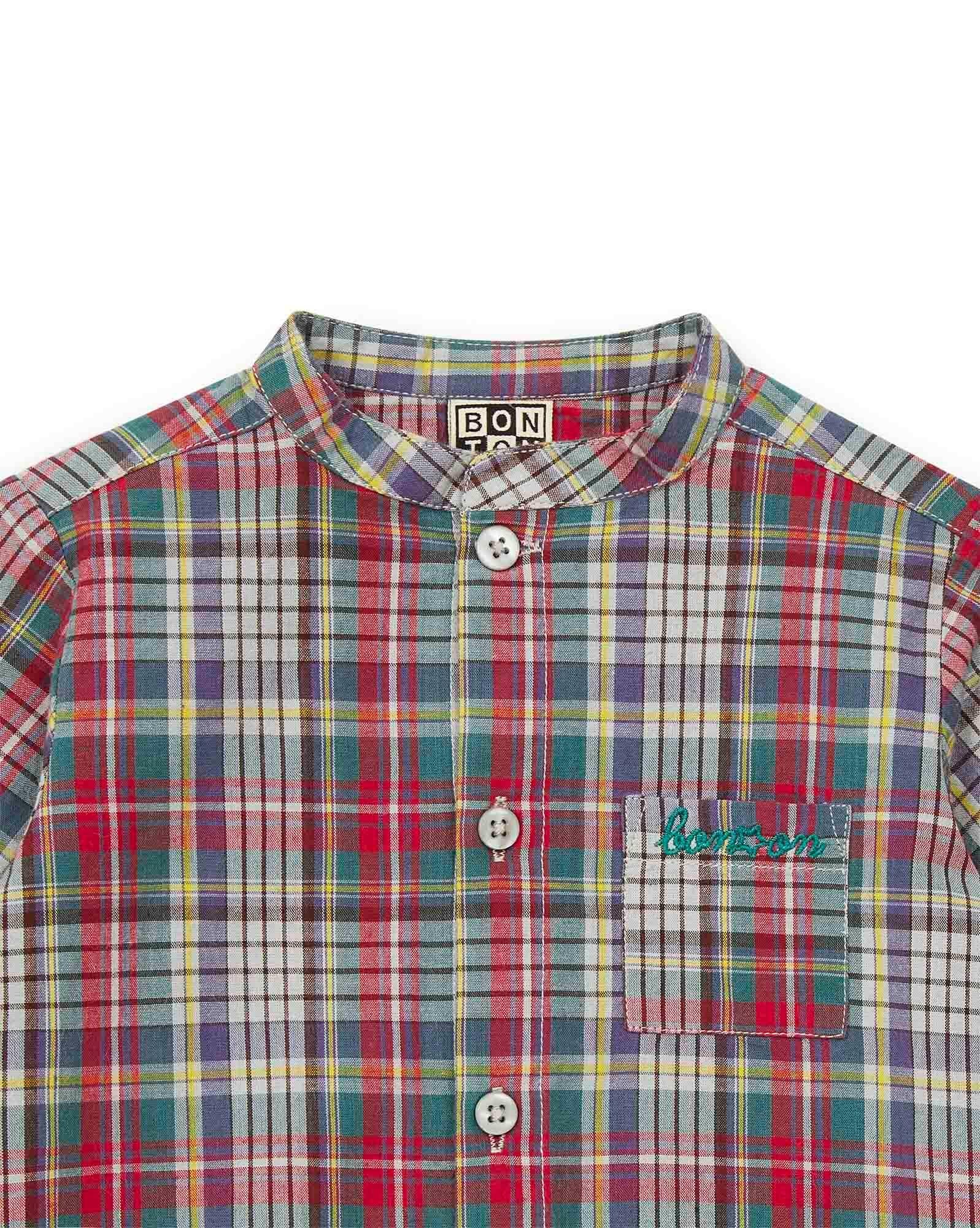 Chemise Inter verte Bébé popeline ecossais mulicolore