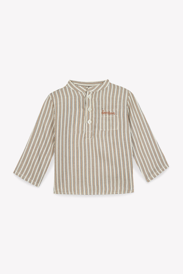 Shirt - Matt Brown Baby Striped viscose twill - Image principale