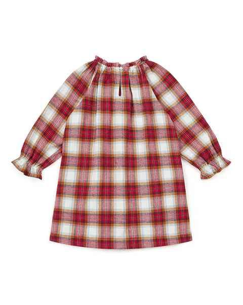 Robe - Dahlia rouge à carreaux en twill gratté - Image principale