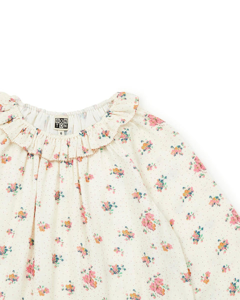 Robe - Daria beige en double gaze de coton - Image principale