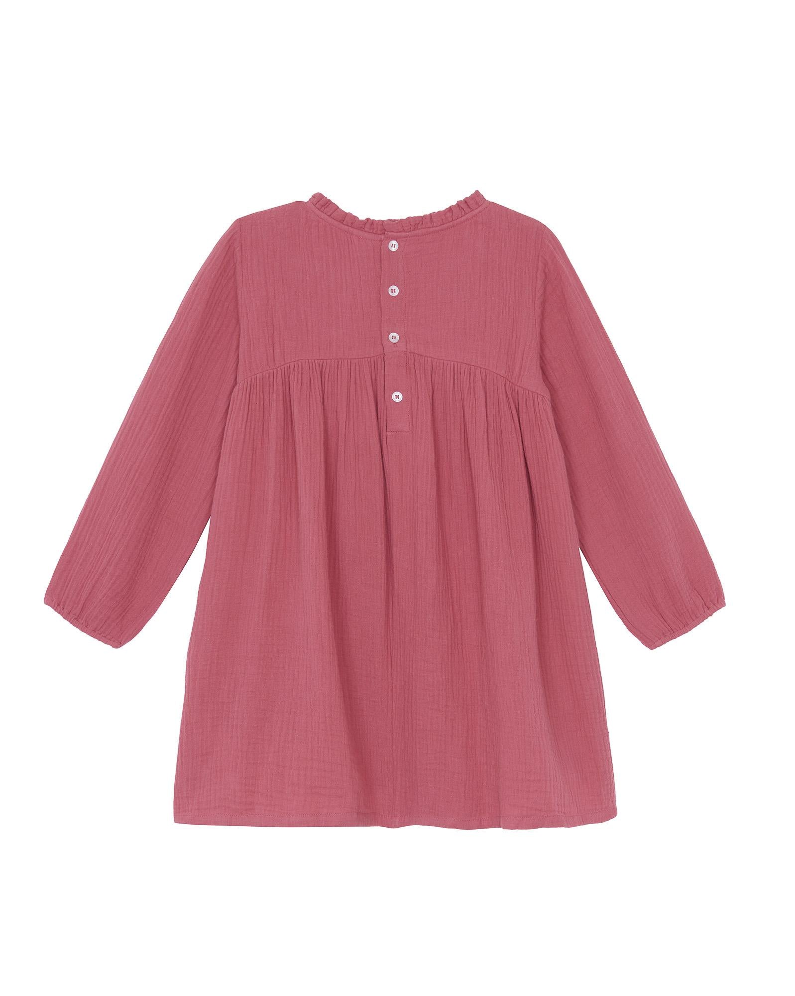 Robe Happy rose en double gaze de coton