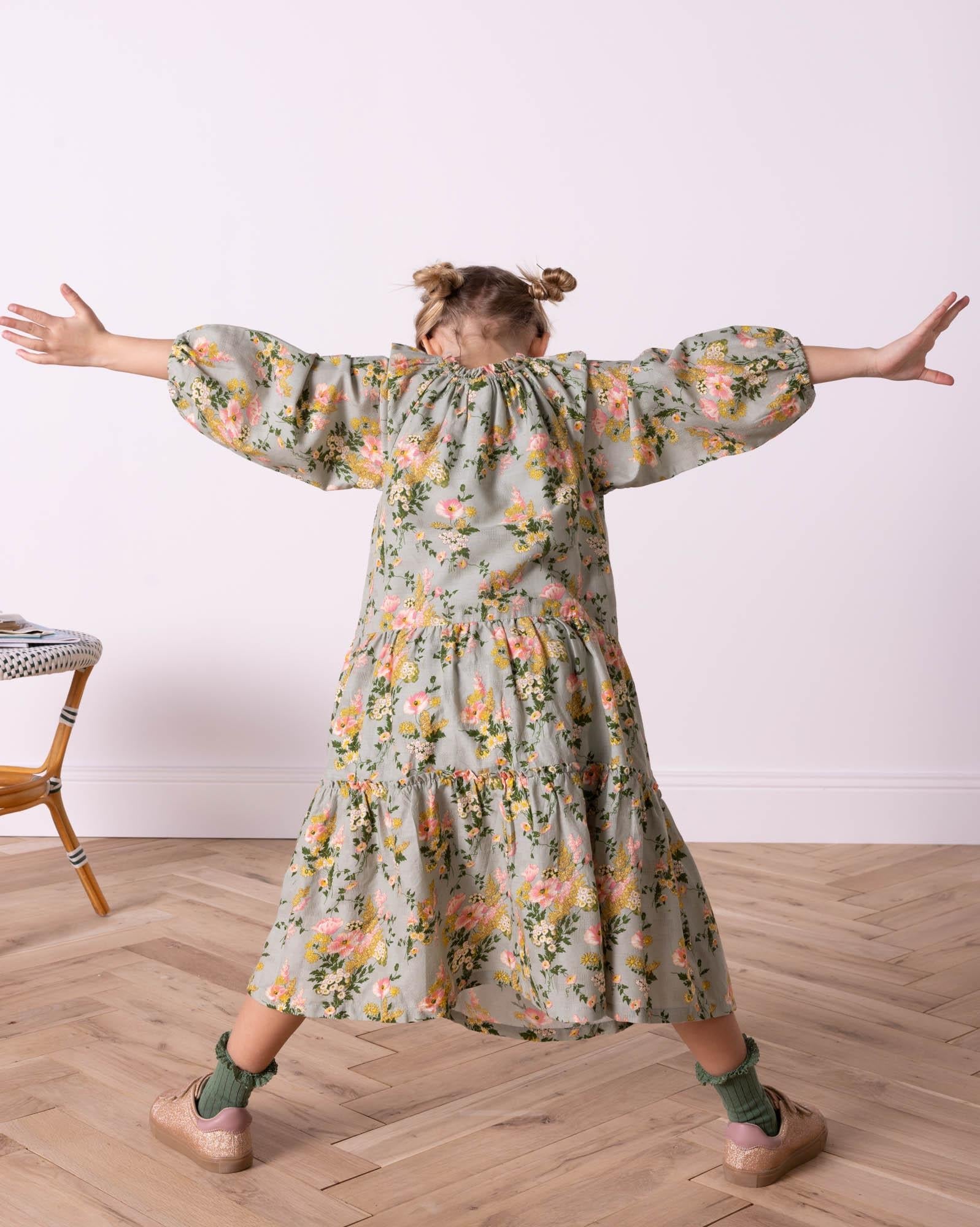 Robe Félicie beige en voile lurex