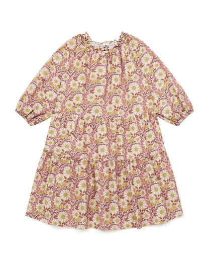 Dress Félicie Pink in cotton Print Daisy flower