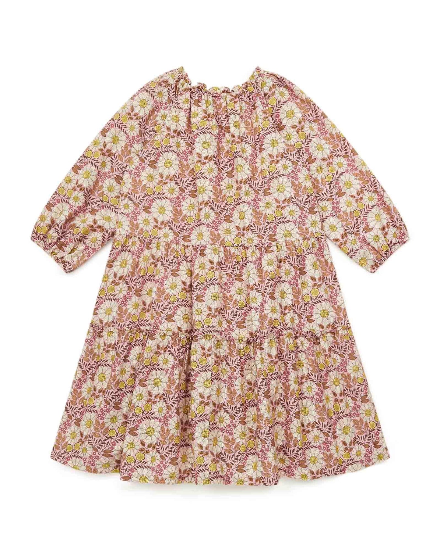 Dress - Félicie Pink in cotton Print Daisy flower