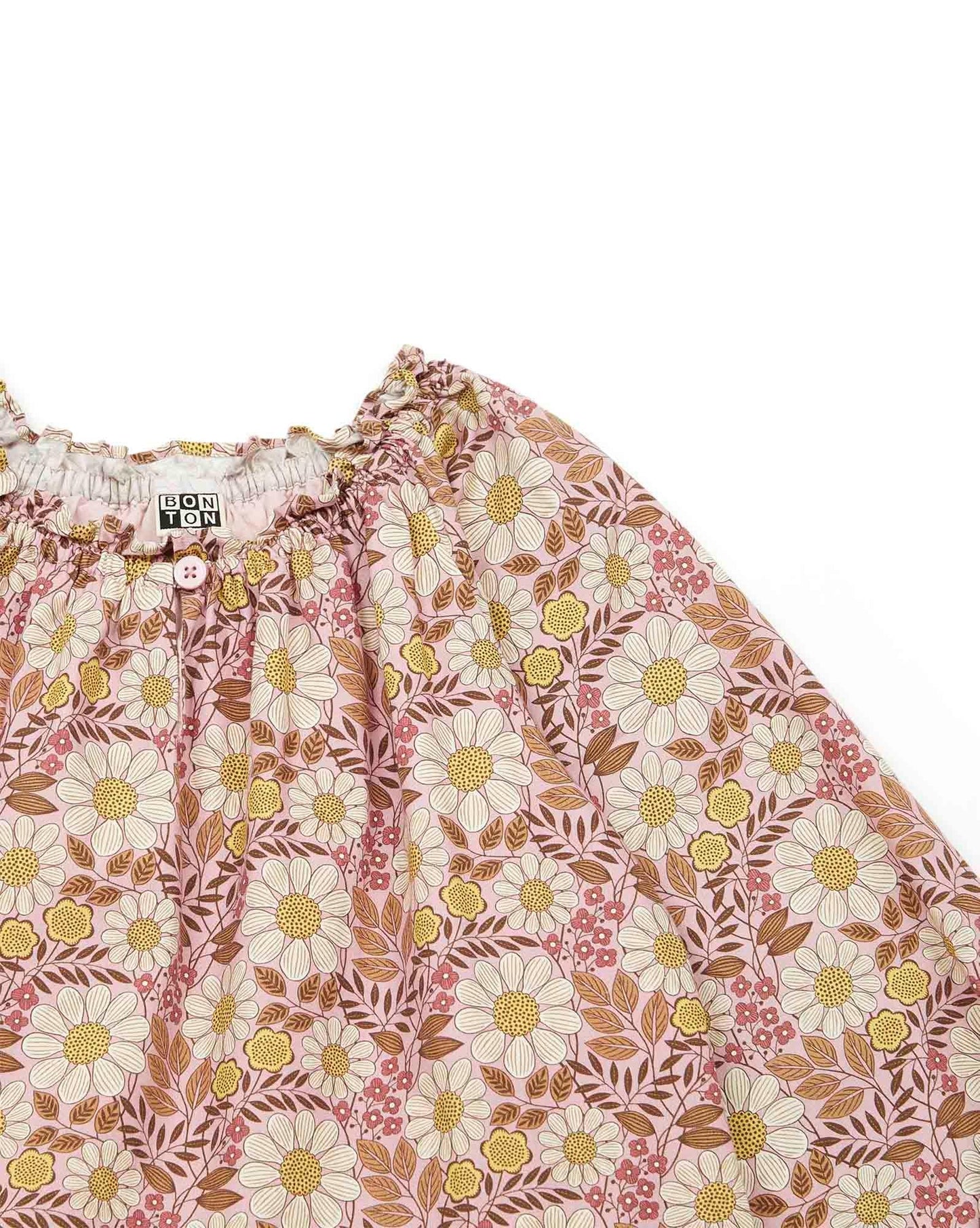 Dress - Félicie Pink in cotton Print Daisy flower