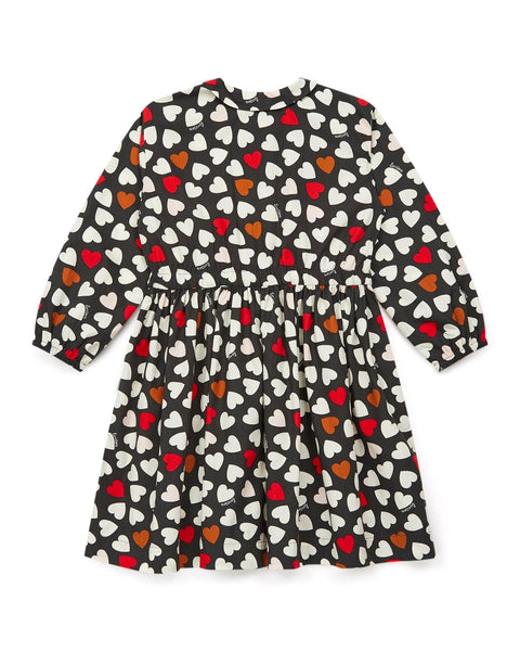 Robe - Frida bleue à coeur en twill gratté - Image principale