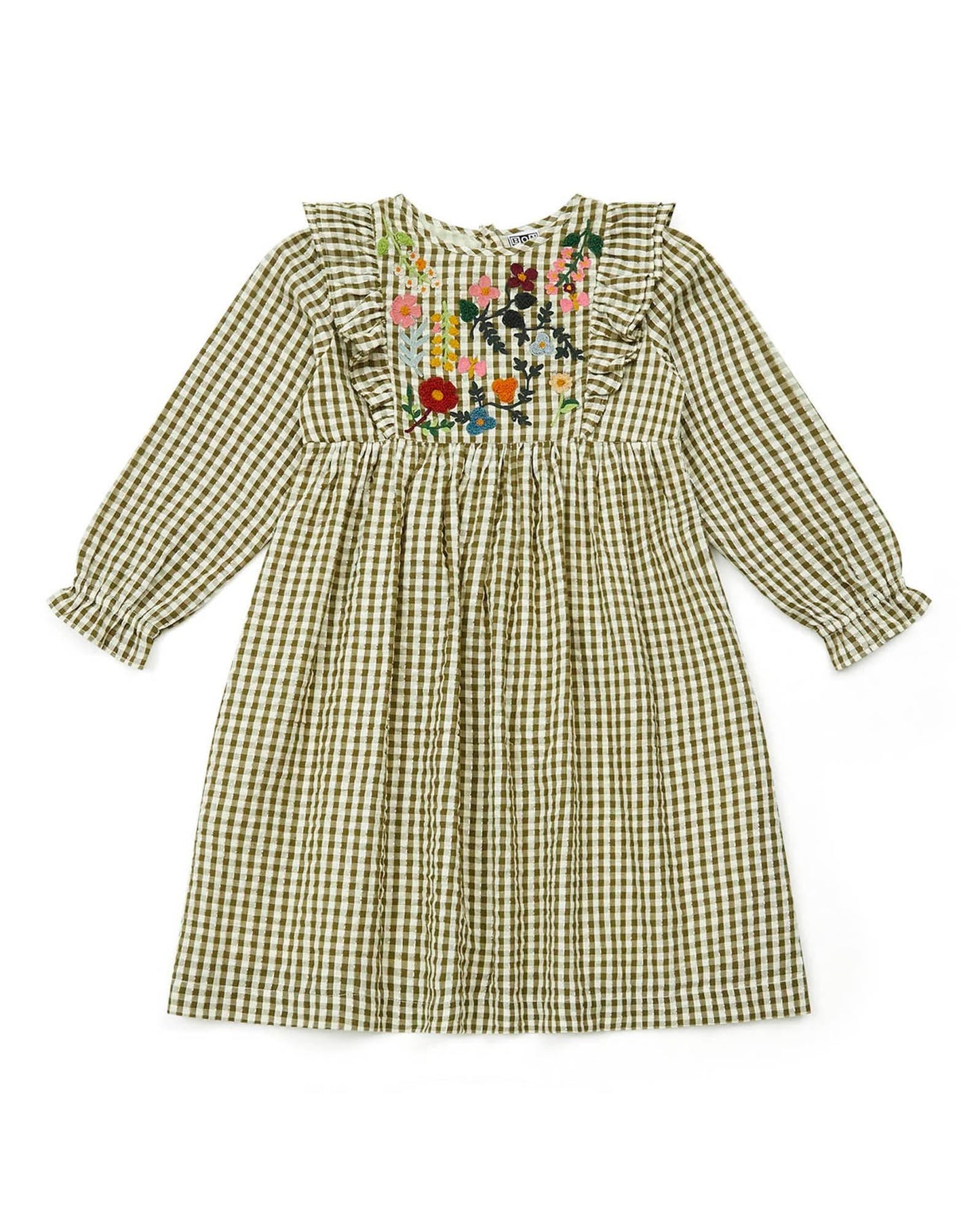 Robe - Daya verte en lurex imprimé vichy