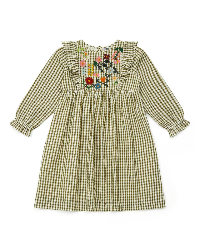 Robe - Daya verte en lurex imprimé vichy - Image principale