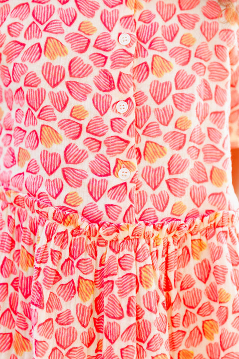 Robe - Clem rose double gaze de coton imprimée - Image principale