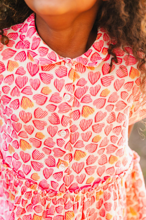 Robe - Clem rose double gaze de coton imprimée - Image principale