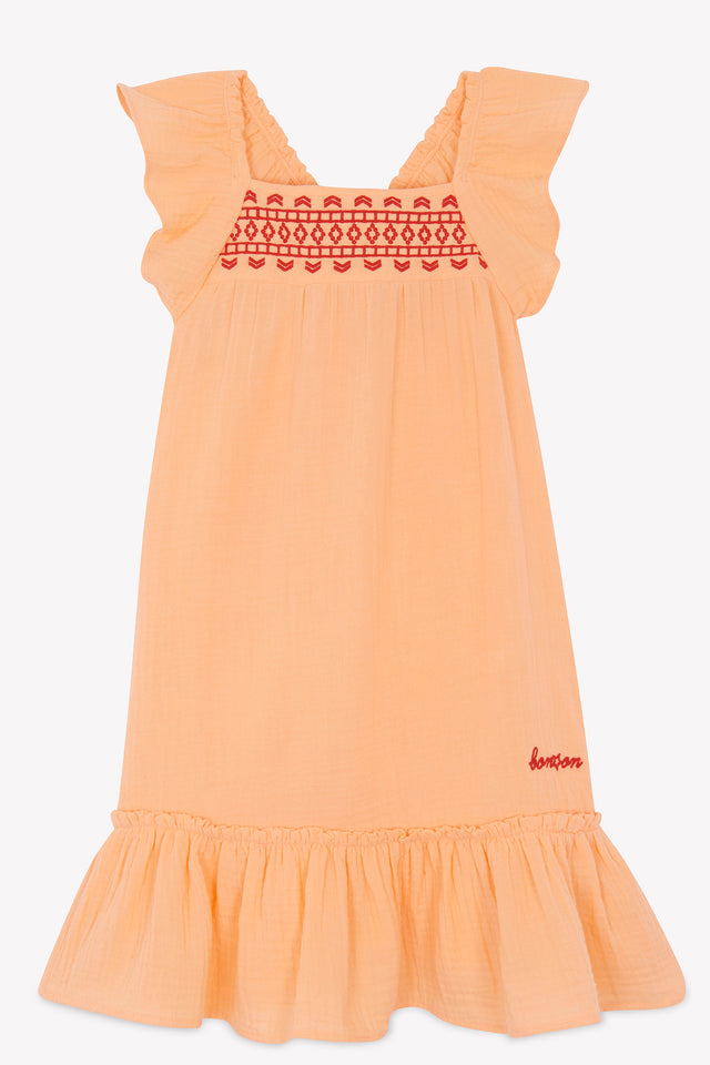 Robe - Celia orange double gaze de coton - Image principale