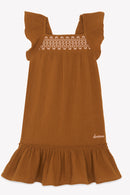 Robe - Celia marron double gaze de coton