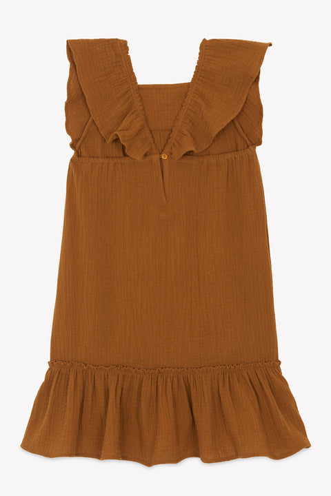 Robe - Celia marron double gaze de coton - Image principale