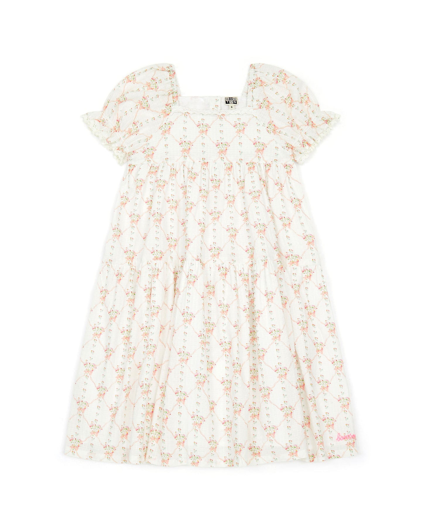 Robe - Georgette rose coton façonné imprimé