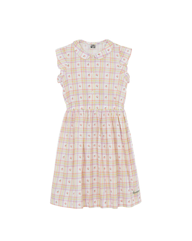 Dress - Greta Pink Slub cotton PrintE Carreau - Image alternative