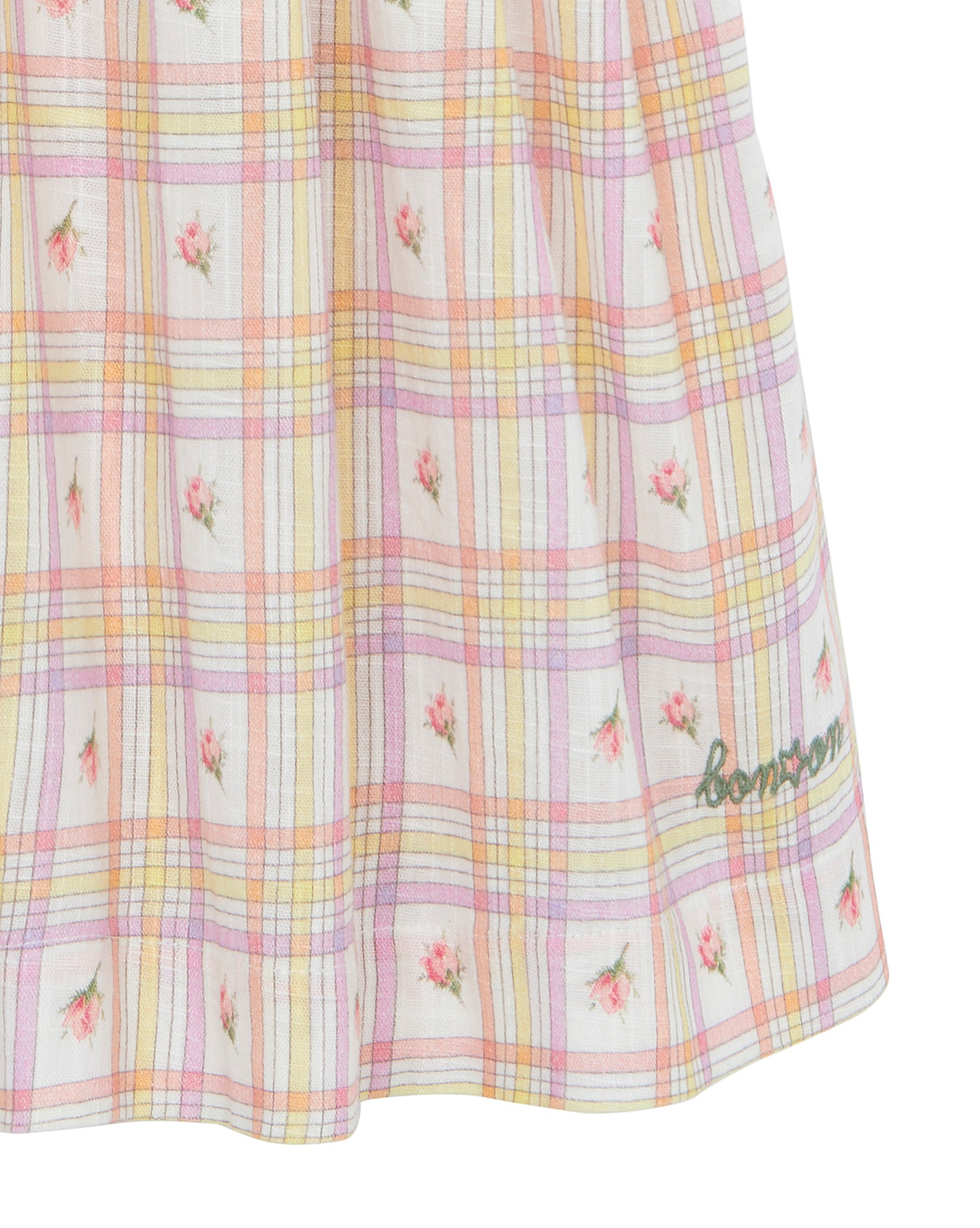 Dress - Greta Pink Slub cotton PrintE Carreau