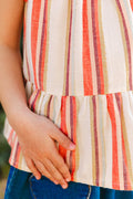 Top - Caly Pink Cotton canvas and striped linen