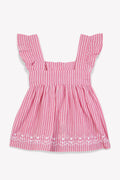Top - Elisa rose voile de coton rayures elo
