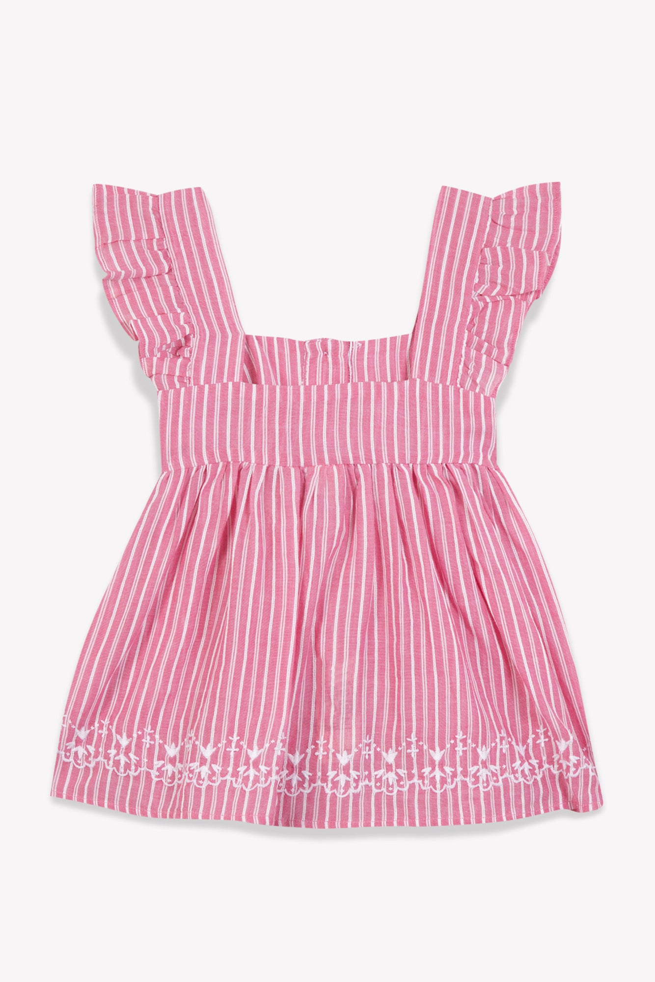 Top - Elisa rose voile de coton rayures elo