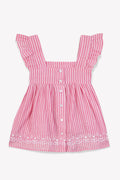 Top - Elisa rose voile de coton rayures elo