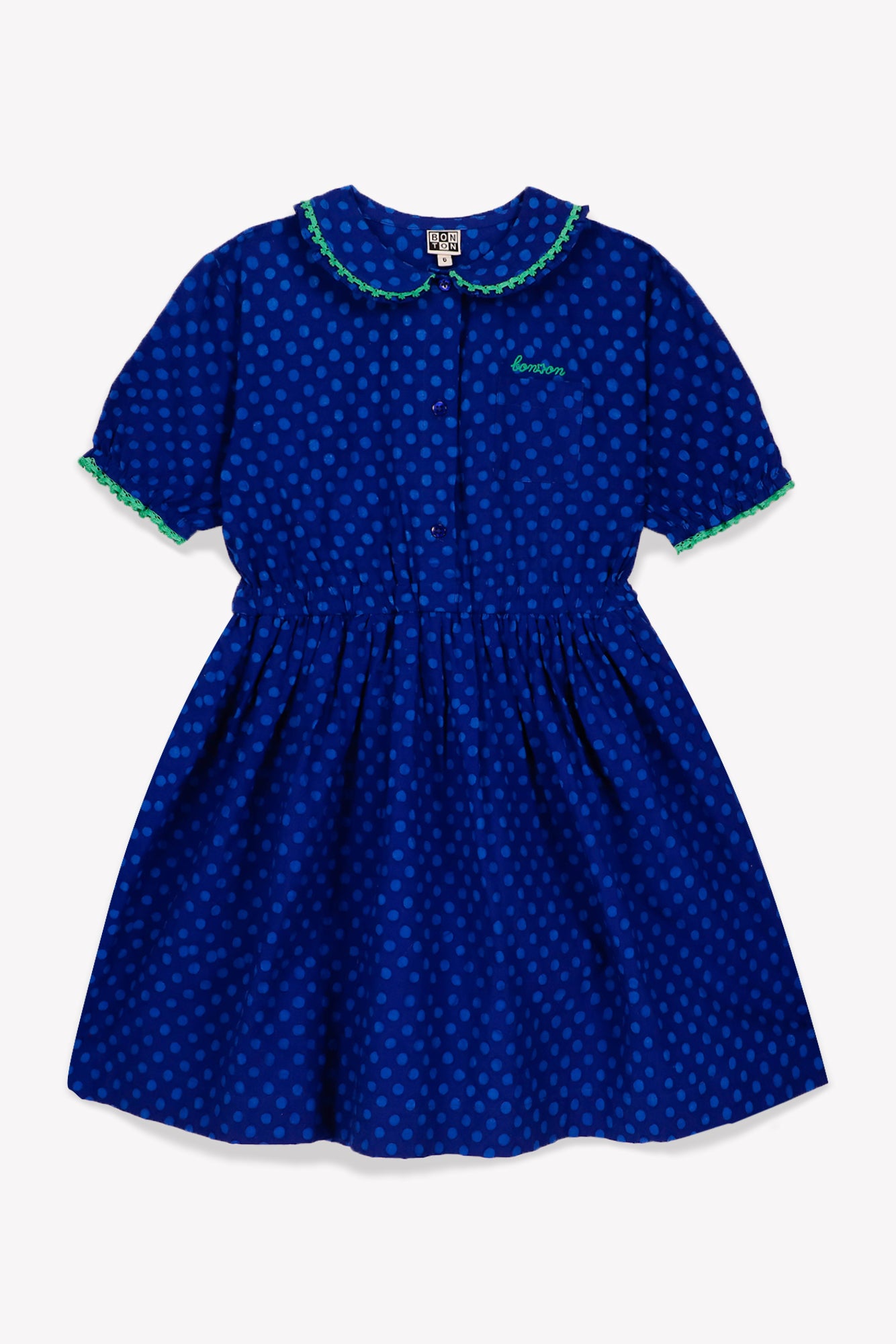 Robe - Georgia bleue popeline de coton pois