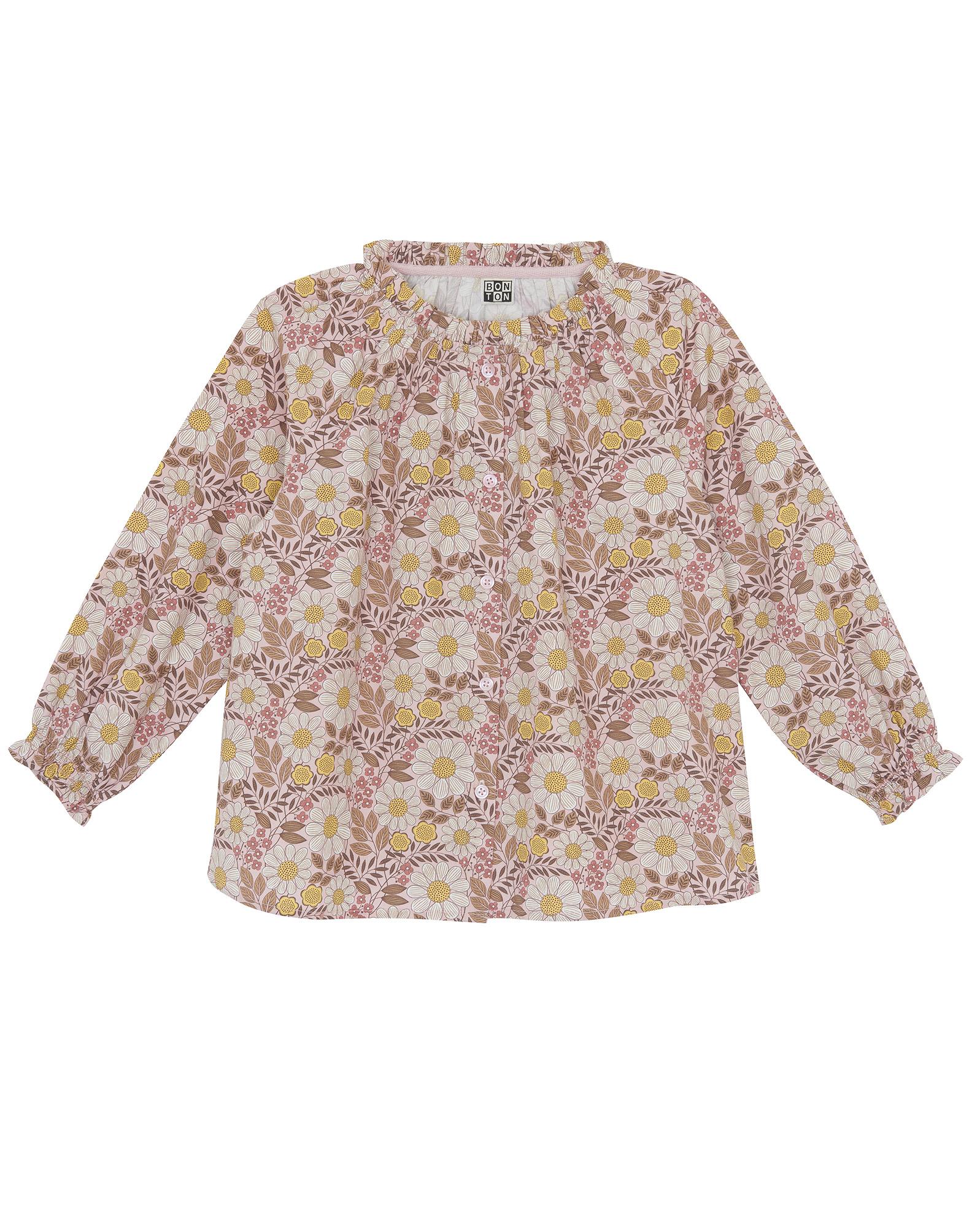 Blouse Reinette rose en coton imprimé fleur daisy