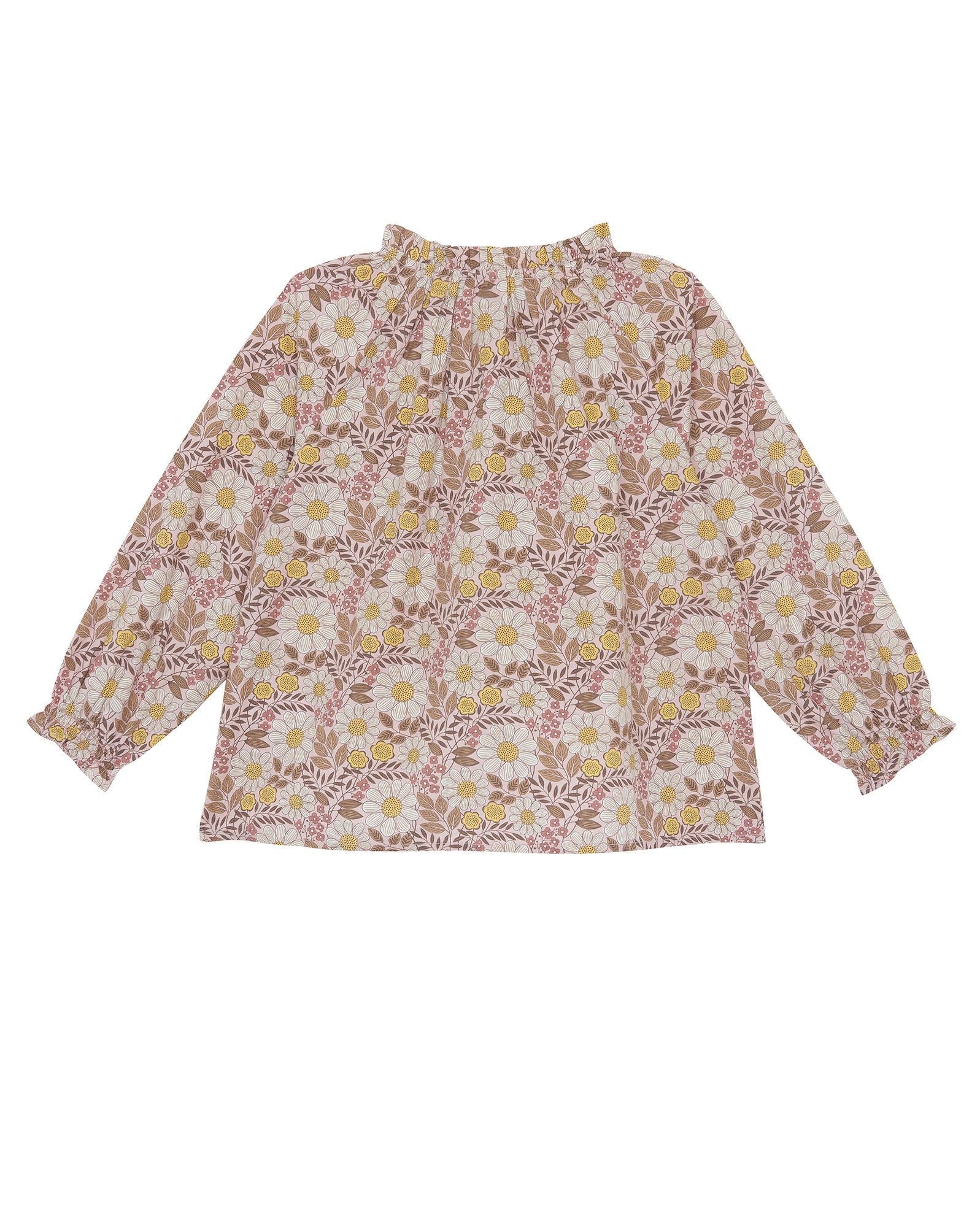 Blouse Reinette rose en coton imprimé fleur daisy