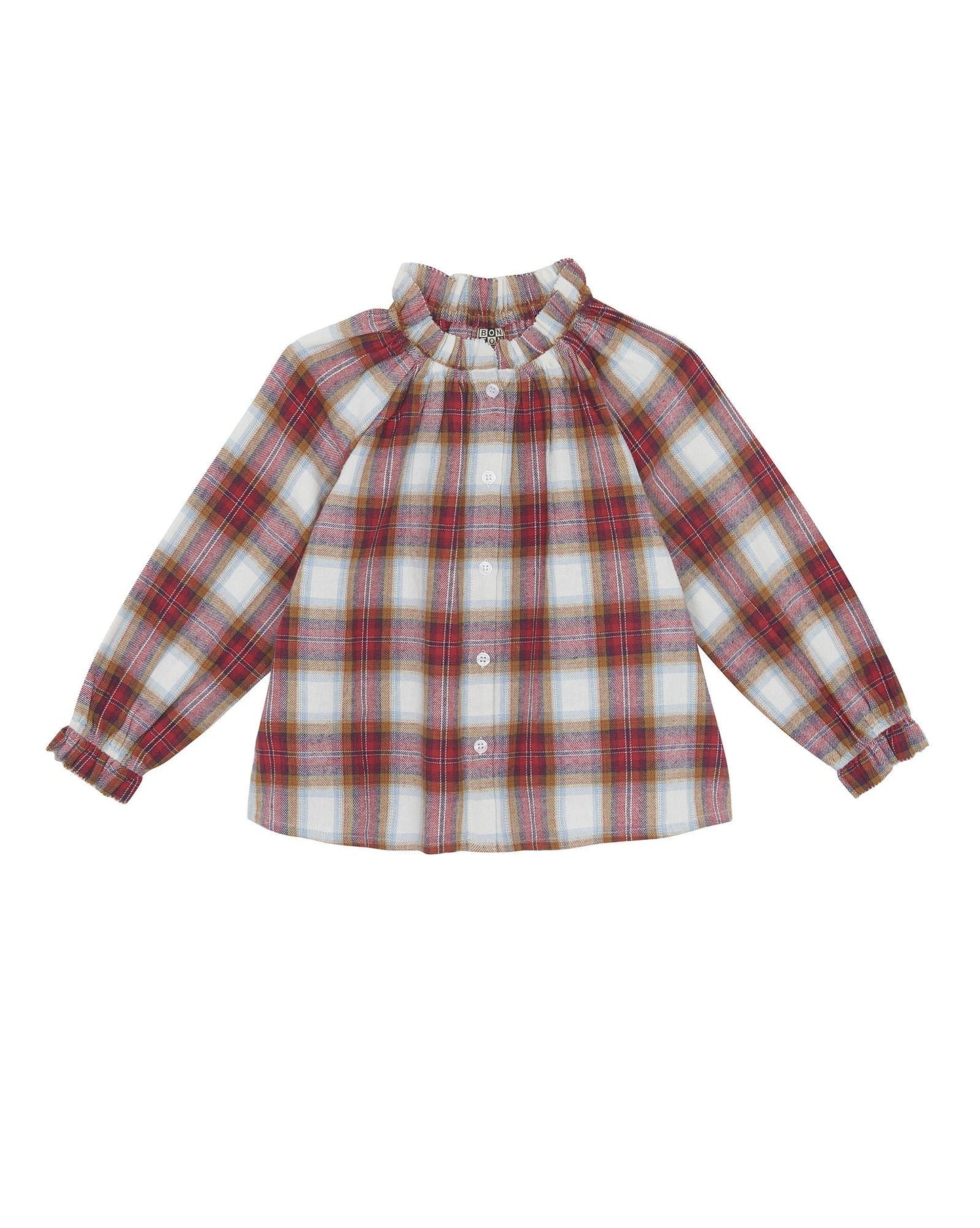 Blouse Ermine Red has Check scraped twill
