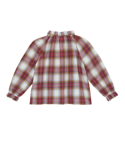 Blouse Ermine Red has Check scraped twill
