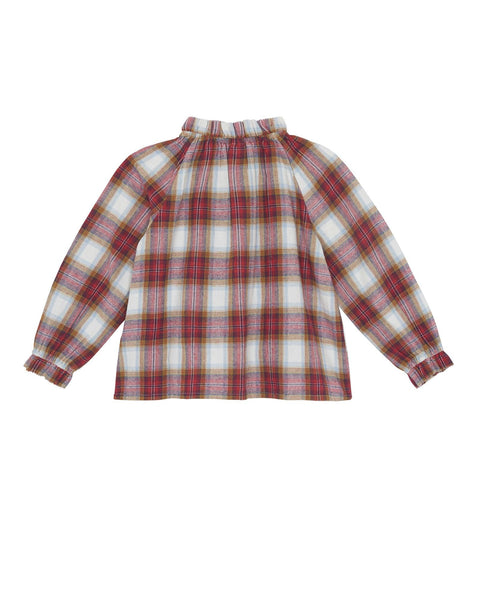 Blouse - Hermine rouge à carreaux en twill gratté - Image principale