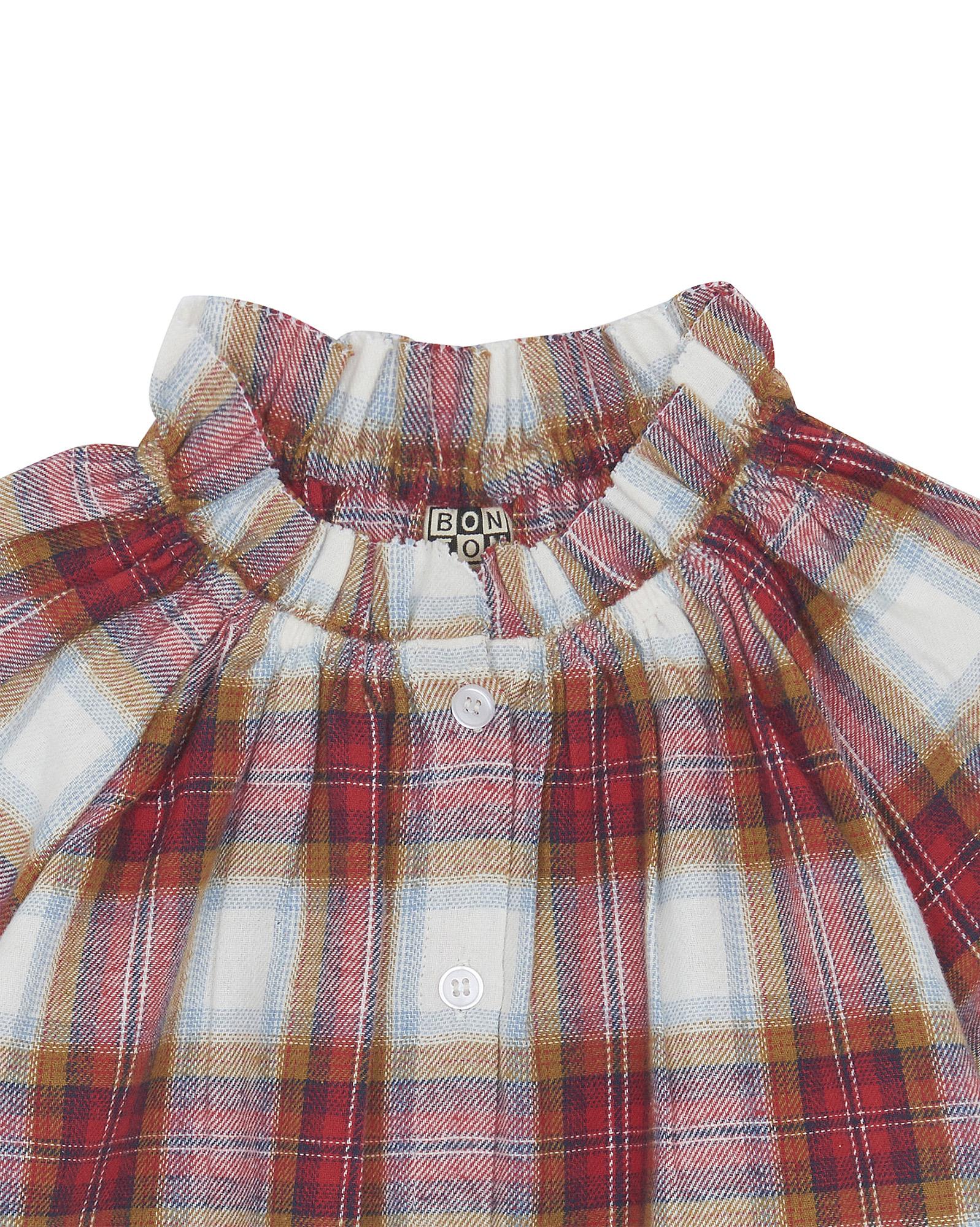 Blouse Hermine rouge à carreaux en twill gratté