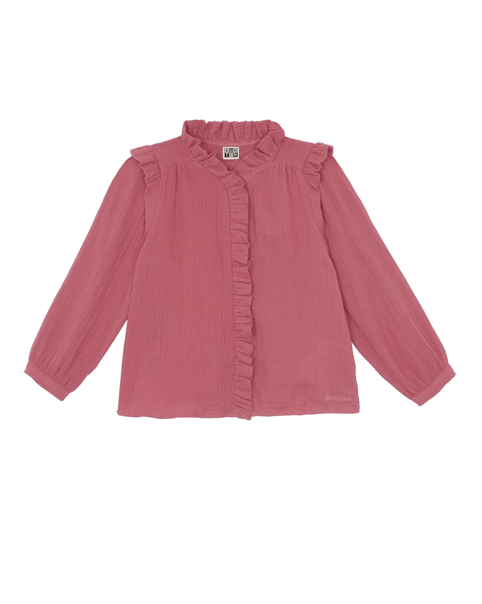 Blouse Dory rose en double gaze de coton