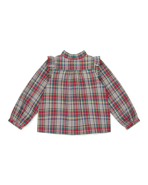 Blouse - Dory verte à carreaux en popeline - Image principale